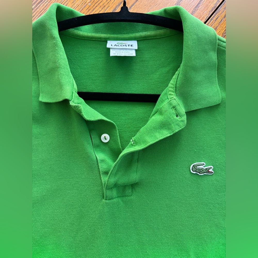 Lacoste Mens Polo Short Sleeve Shirt Green Size 6 Good Used 100% Cotton - Picture 9 of 9